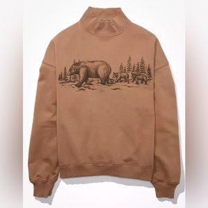 American Eagle AE Mama Bear Graphic Mock Neck Sweatshirt